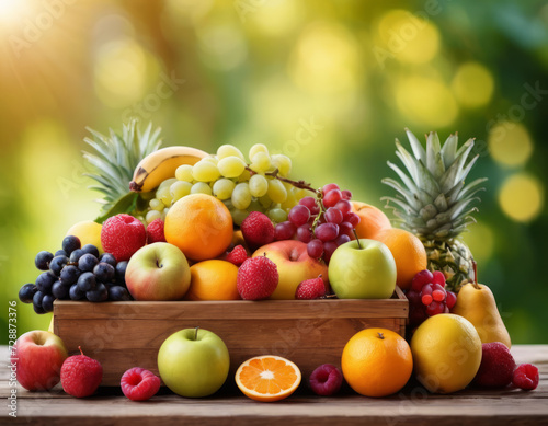 Sunlit Assortment of Fresh  Colorful Fruits