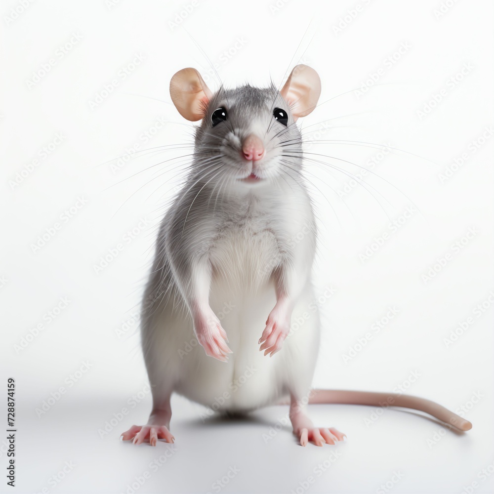 a cute bicolor rat, studio light , isolated on white background a cute bicolor rat, studio light , isolated on white background