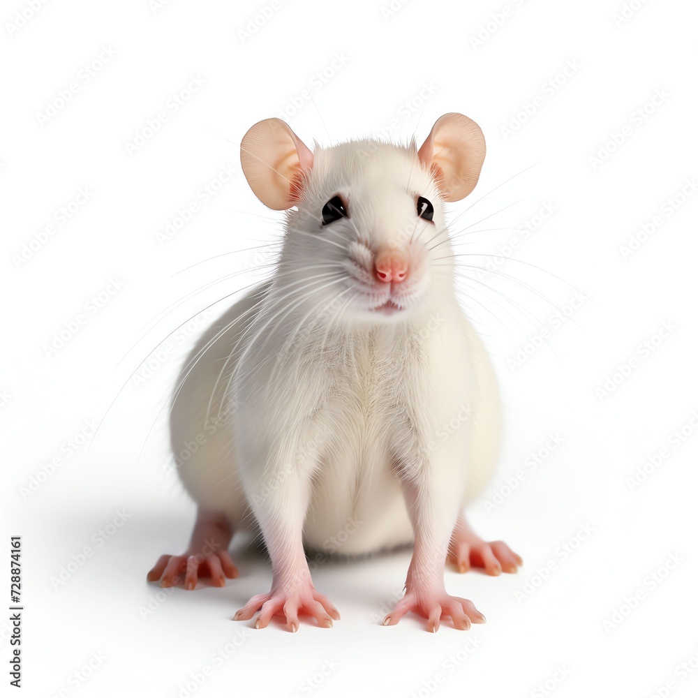 a cute bicolor rat, studio light , isolated on white background