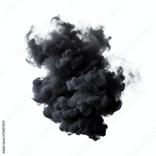 a black clouds or smoke, studio light , isolated on white background
