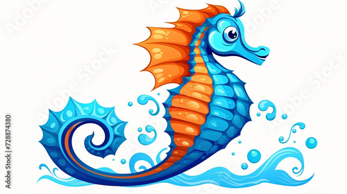 Beautiful Seahorse Cartoon - Vector Illustration