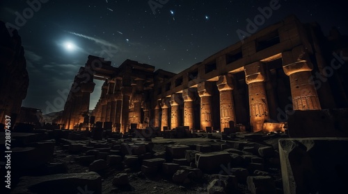 The Ruins of the Ancient City Illuminated at Night