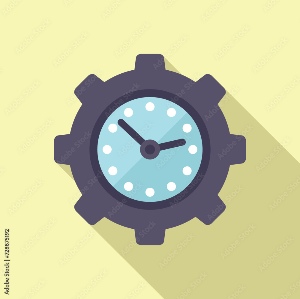 Risk clock gear icon flat vector. Business person. Resolve person work Risk clock gear icon flat vector. Business person. Resolve person work