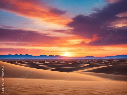 "Dusk Mirage: Transforming the Desert Landscape into an Enchanting Tapestry of Color and Mystery at Twilight"