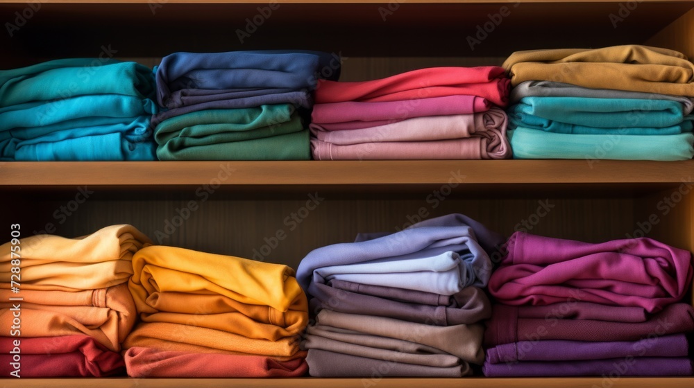 Neatly folded things in the closet. Neural network AI generated art