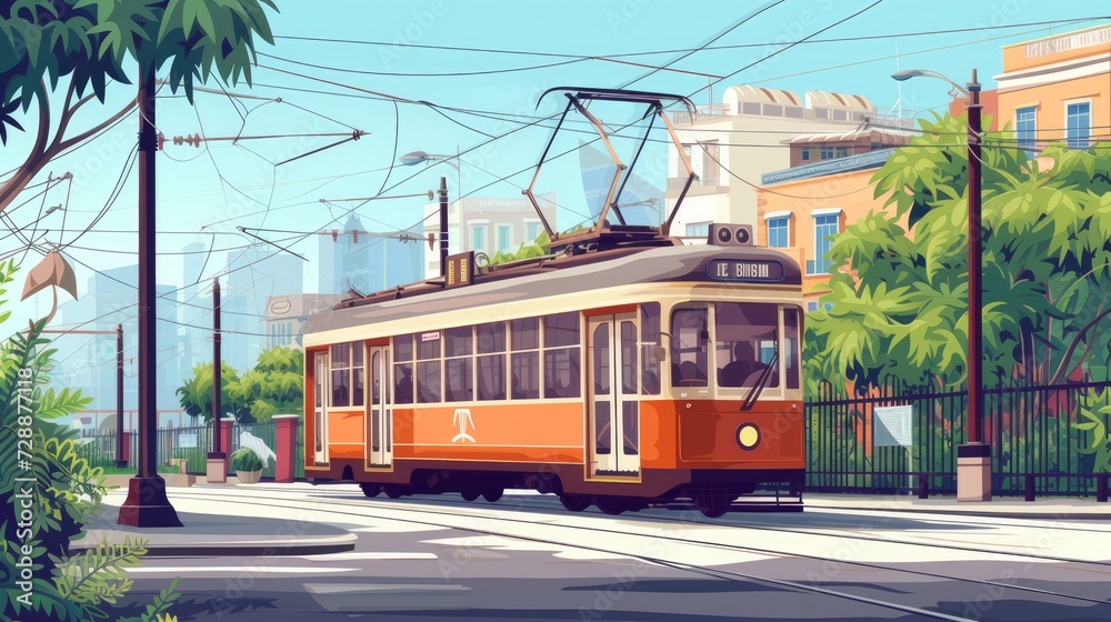 A beautiful vector illustration showcasing the iconic Kolkata tram