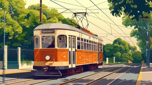 A beautiful vector illustration showcasing the iconic Kolkata tram