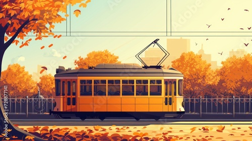A beautiful vector illustration showcasing the iconic Kolkata tram photo