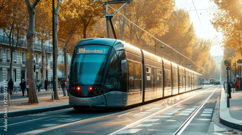 In Paris, France, the modern city tram serves as a crucial part of public transportation