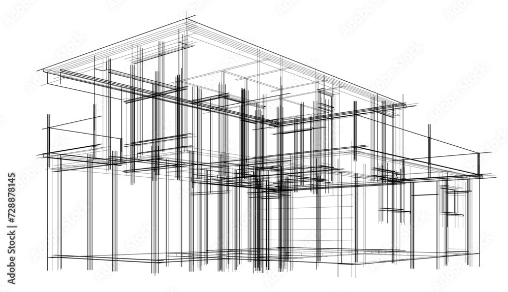 architectural drawing vector 3d illustration