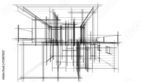 architectural drawing vector 3d illustration