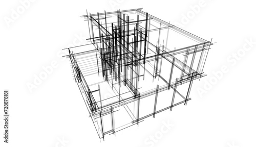 architectural drawing vector 3d illustration