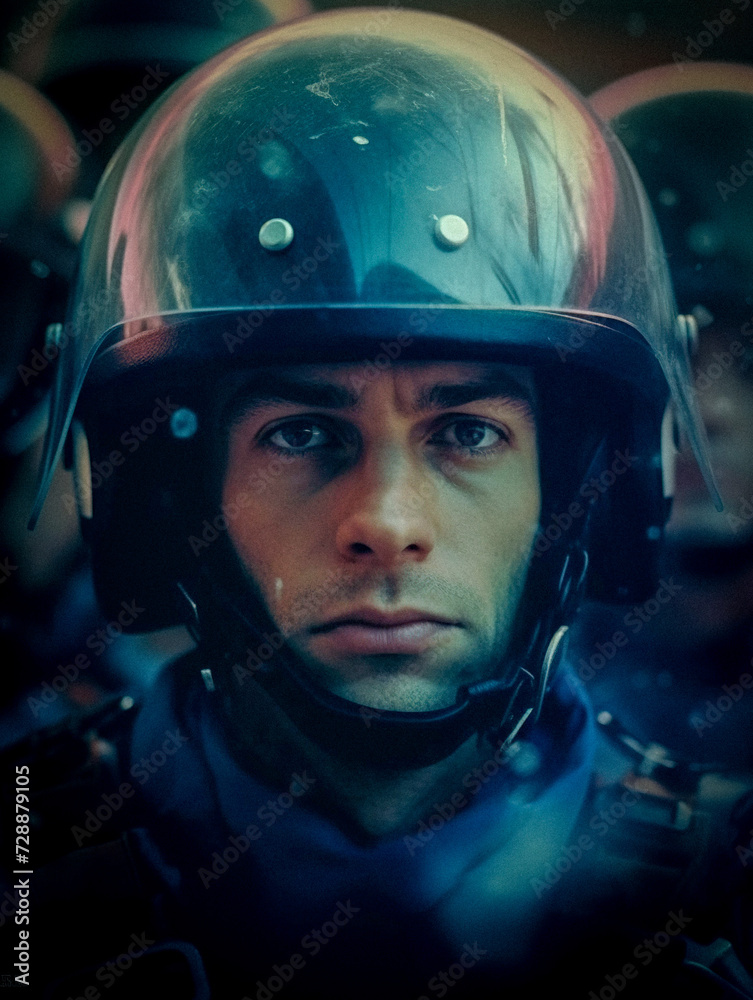 AI-Generated Poignant Riot Policeman Gaze AI-Generated Poignant Riot Policeman Gaze