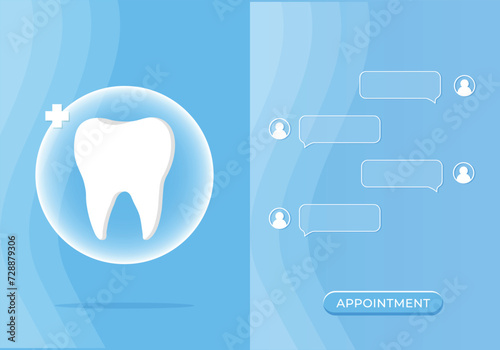 tooth icon. Dentistry vector illustration. Book an appointment with a dentist. Illustration of a tooth. Dentist profession web banner or landing page with teeth icon. White healthy tooth. 