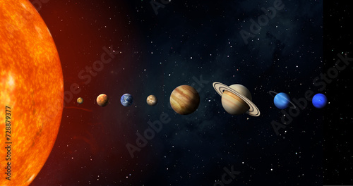 solar system celestial bodies realistic astronomy illustration