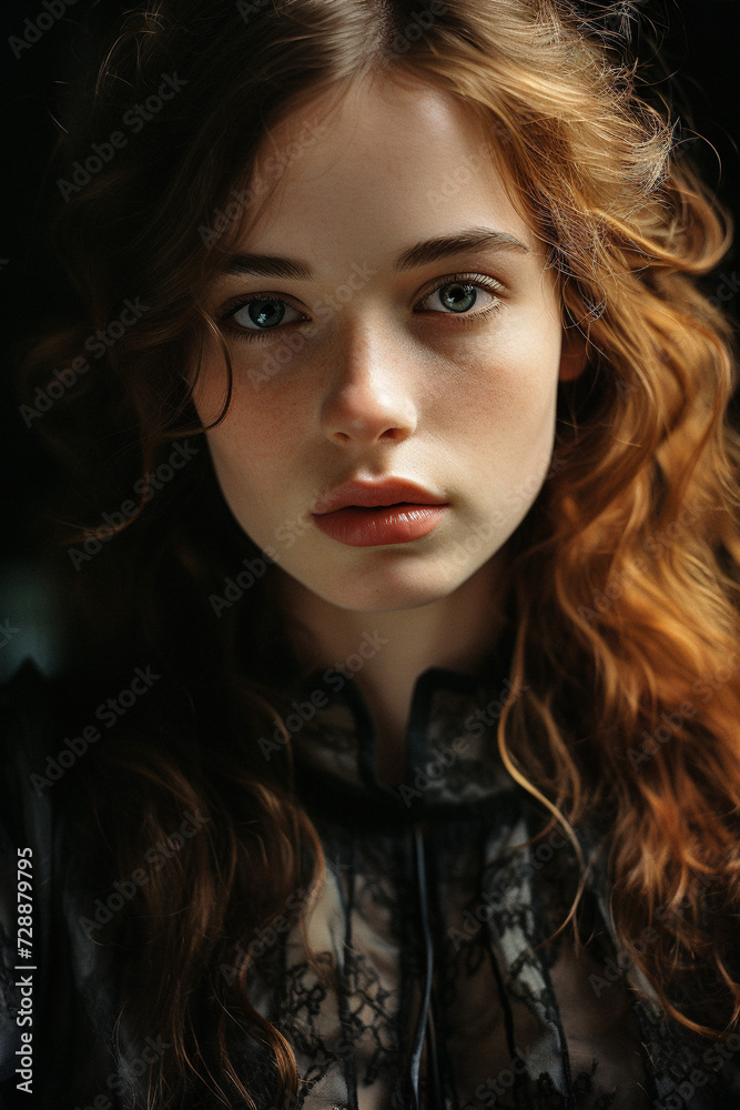 AI-Generated Stunning Portrait of a Beautiful Red-Haired Young Woman AI-Generated Stunning Portrait of a Beautiful Red-Haired Young Woman