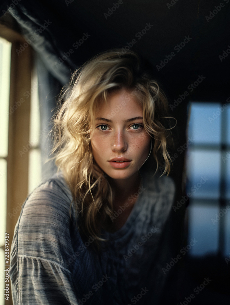 AI-Generated Portrait of a Stunning Blonde Woman with Blue Eyes AI-Generated Portrait of a Stunning Blonde Woman with Blue Eyes