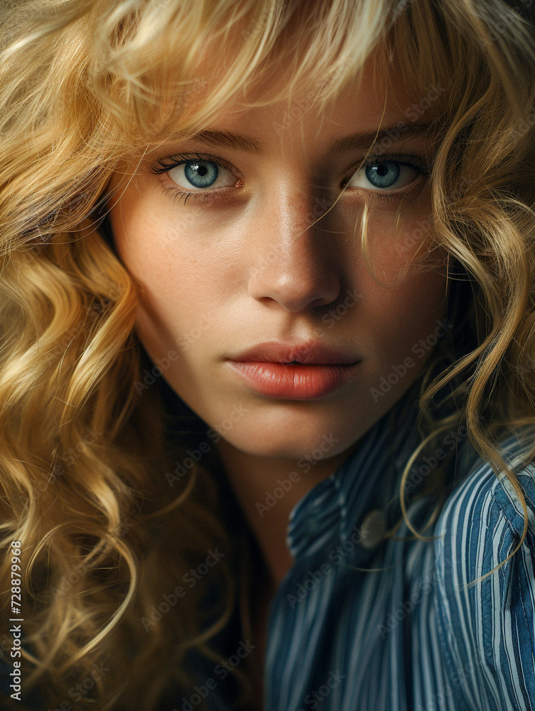 AI-Generated Portrait of a Stunning Blonde Woman with Blue Eyes AI-Generated Portrait of a Stunning Blonde Woman with Blue Eyes