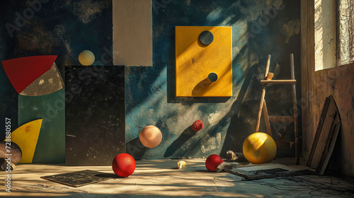 AI-Generated Artistic Still Life with Abstract Shapes