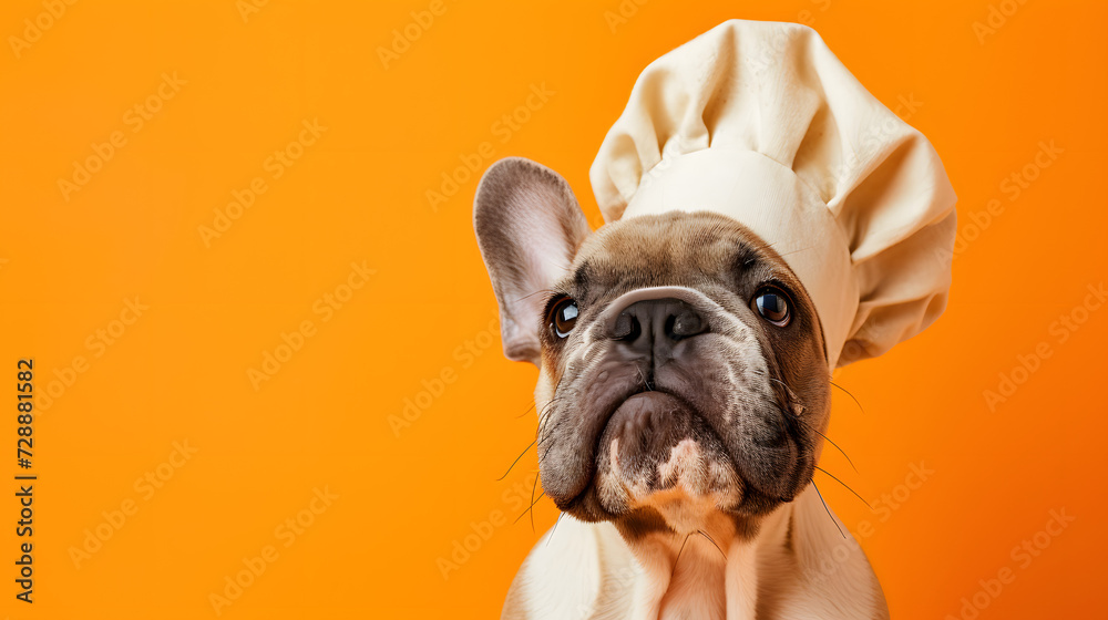 french bulldog dressed as a chef