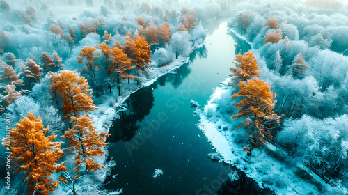 Paysages d'hiver, vues de drone
