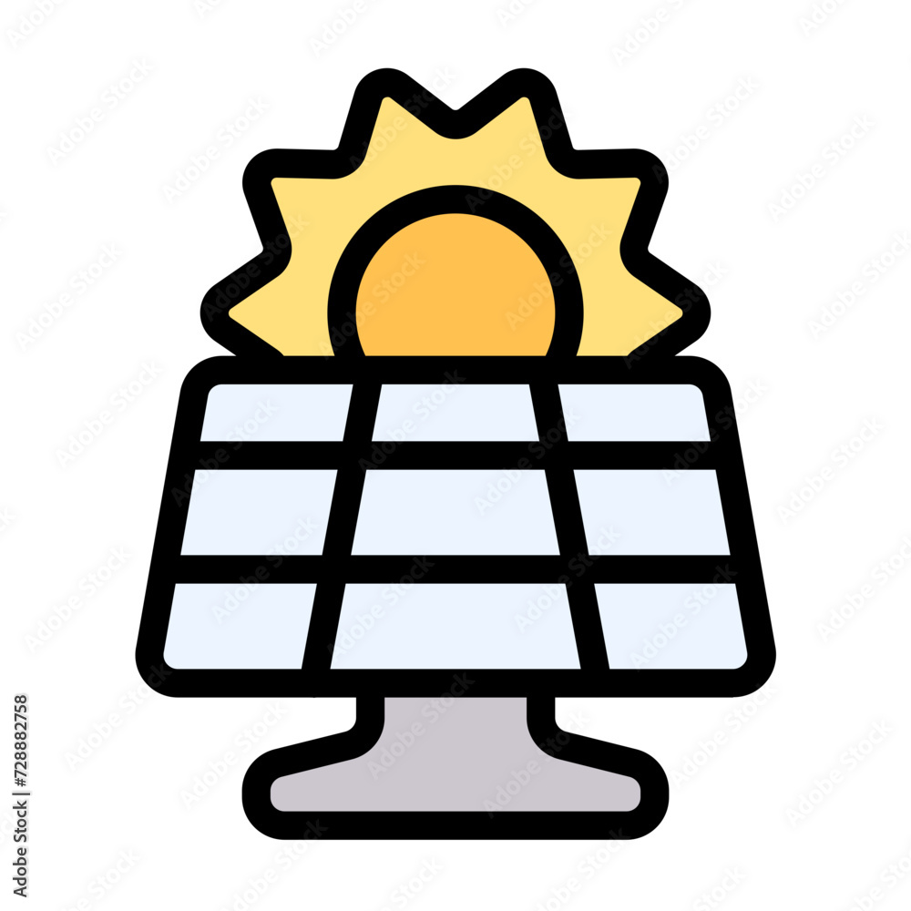 Renewable energy icon with flat color and outline style Renewable energy icon with flat color and outline style
