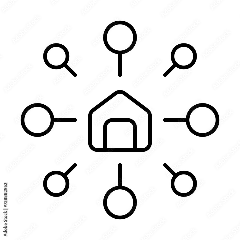 Smart home icon with thin line style Smart home icon with thin line style