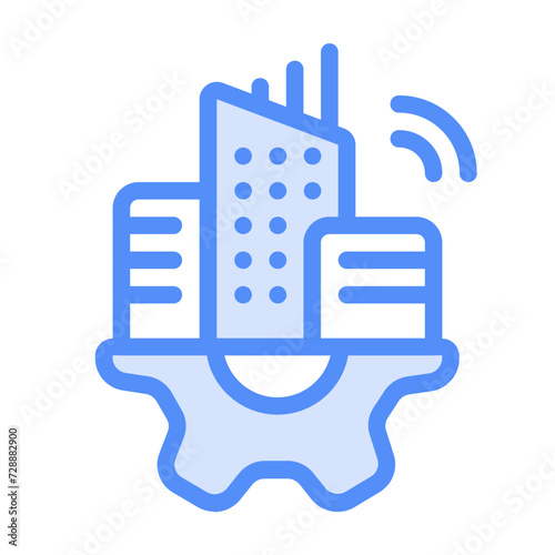 Smart city settings icon with lineal color style