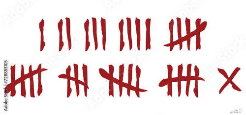 set of tally mark count lines isolated. 3D Illustration