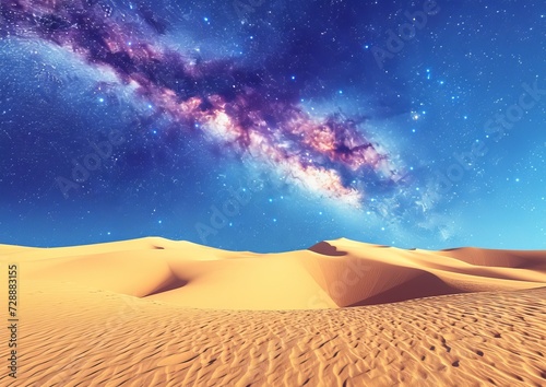 Stunning Milky Way Over Golden Desert Dunes