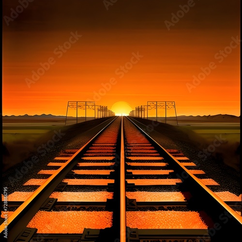 railway tracks in the sunset
