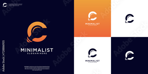 Letter C with Smart Digital Tech Logo Icon Design Template.