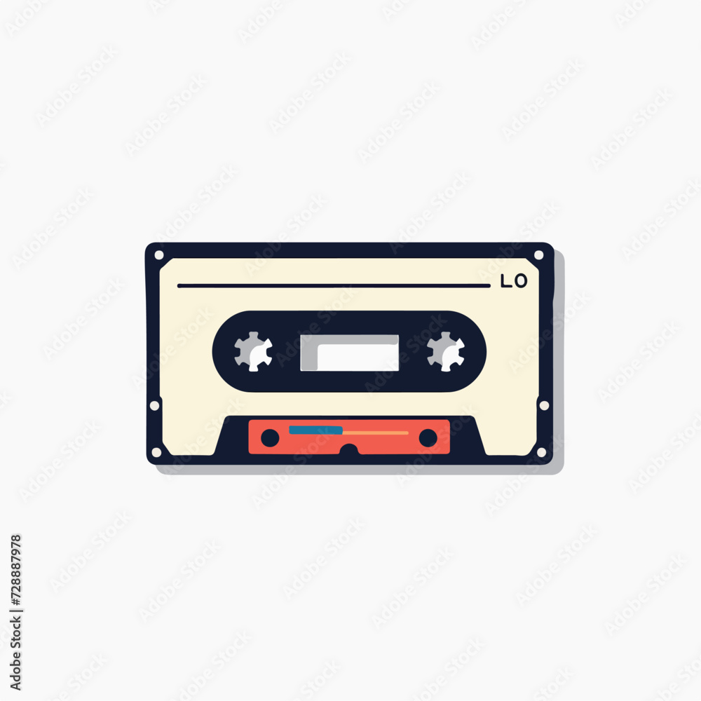 Audio cassette in cartoon, doodle style. Image for t shirt. Isolated 2d vector illustration in logo, icon, sketch style, Eps 10. AI Generative