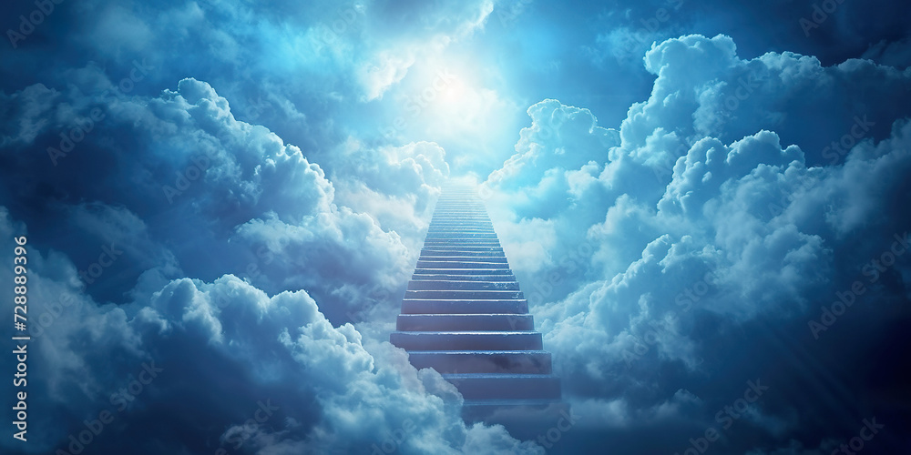 Stairway to heaven in heavenly concept. Religion