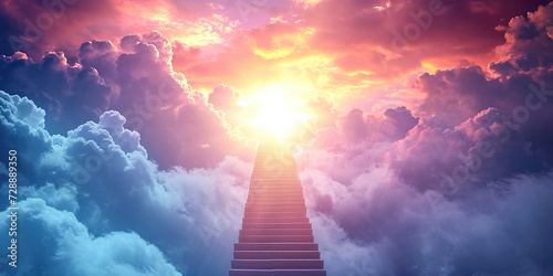Stairway to heaven in heavenly concept. Religion