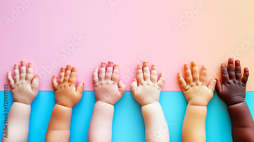 Pretty colorful background with babies' hands.