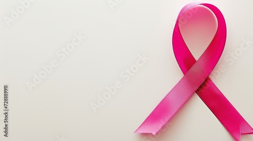 Pink ribbon design on white background. Illustrating cancer generative ai