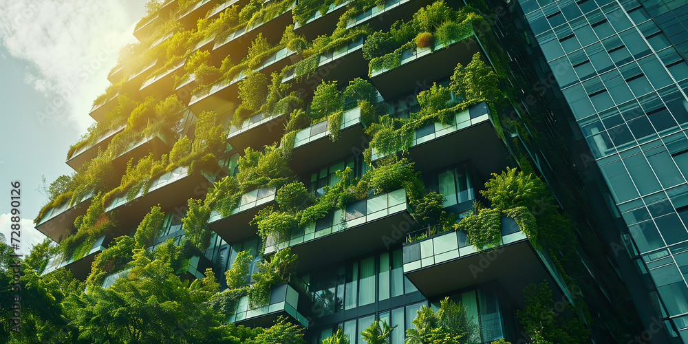 Sustainable green building in modern city
