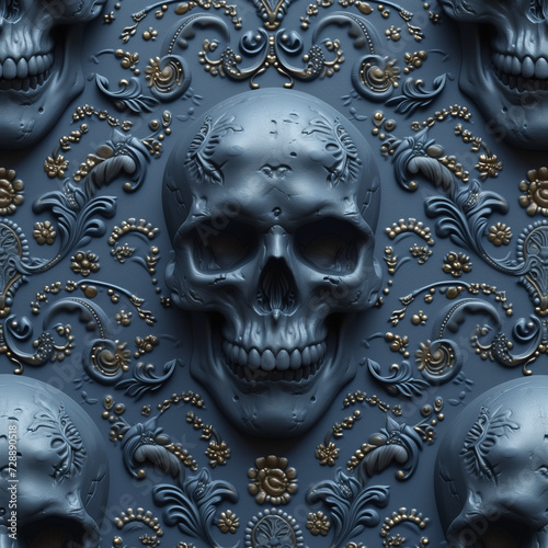 skull and paisley tiled background wallpaper