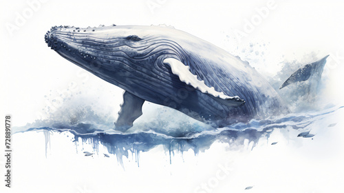Big Whale Illustration - White Isolation