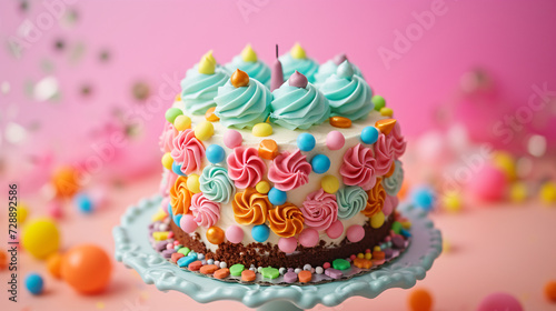 Birthday Cake with Colorful Decoration