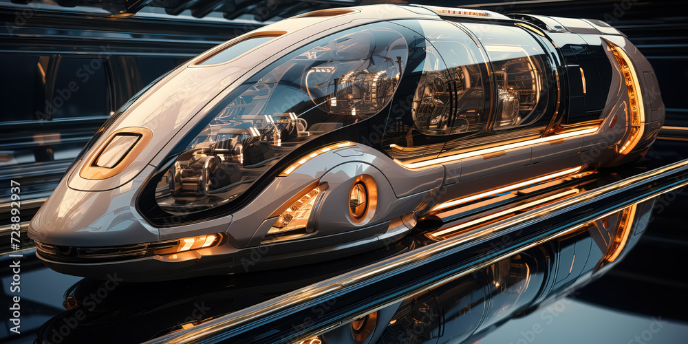 Fototapeta premium futuristic bullet train, fast transportation concept