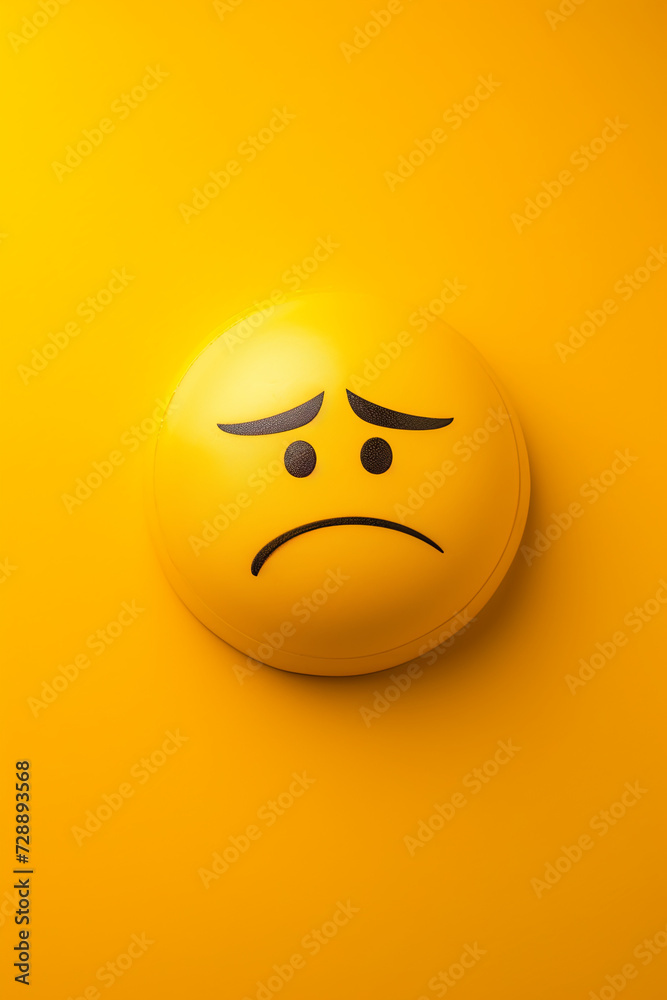 Sad emoji on a yellow background Sad emoji on a yellow background
