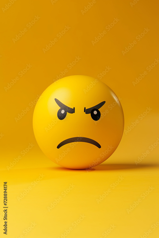 Angry emoji on a yellow background