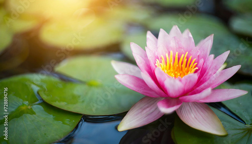 water lily basks in sunlight on tranquil pond  epitomizing natural beauty and serenity