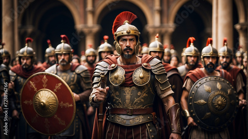 Roman soldier in ornate armor photo