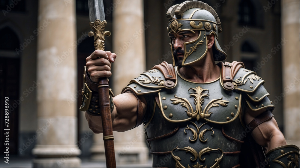 Roman soldier in ornate armor Roman soldier in ornate armor