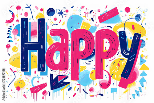 Colorful modern text design of the word  Happy  on white background