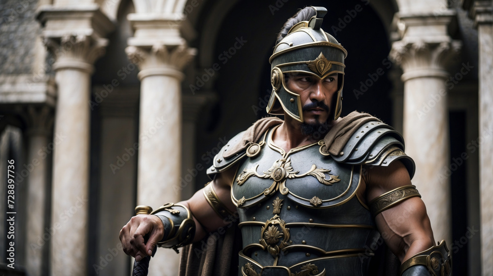 Roman soldier in ornate armor