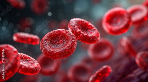 3D Illustration of Red Blood Cells in a Vascular Environment